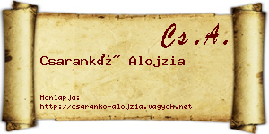 Csarankó Alojzia névjegykártya